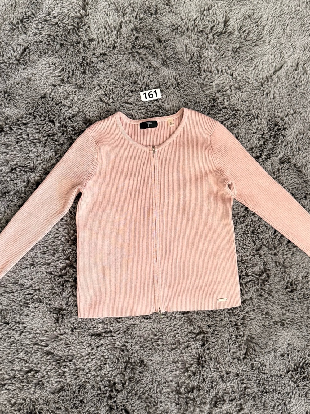 T Tahari Light Pink Zip Front Knit Cardigan
